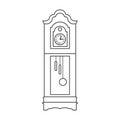 Antique clock isolated outline icon. Vector illustration old watch on white background. Vector outline illustration icon Royalty Free Stock Photo