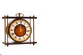 Antique clock on a white background. Five to twelve.