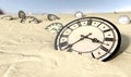 Antique Clocks In Desert Sand Royalty Free Stock Photo