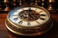 Antique clocks face hints at midnight, the hands close together Royalty Free Stock Photo