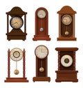Antique clocks. Time symbols premium vintage old style clock decent vector pictures collection set in realistic style Royalty Free Stock Photo