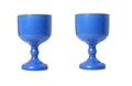 Antique Cobalt Blue Goblet Pair Isolated on White Background