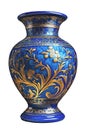 Vintage cobalt blue porcelain vase with drawing decorations