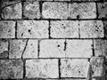 Antique cobblestone road in black and white