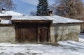 Antique cobblestone street with beauty ancient houses, town Koprivshtitsa