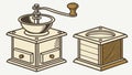 Antique Coffee Grinders, Vintage Kitchenware Set, vector design Generative AI Royalty Free Stock Photo