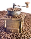 Antique coffee mill on the white background Royalty Free Stock Photo
