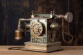 antique coin-operated telephone with rotary dial