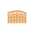 Antique Colosseum or Coliseum theater, flat vector illustration isolated. Royalty Free Stock Photo