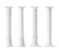 Antique columns set isolated on white background Royalty Free Stock Photo