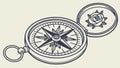 Antique Compass and Gear, Exploration and Mechanical Precision, vector design Generative AI Royalty Free Stock Photo