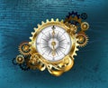 Antique compass with gears Steampunk Royalty Free Stock Photo