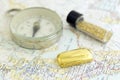 Antique Compass, Prospecting Map, And Gold