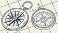 Antique Compass on Vintage Map, Navigation Discovery, vector design Generative AI Royalty Free Stock Photo