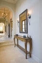 Antique Console Table With Mirror In Hallway