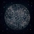 Antique constellations sky chart Royalty Free Stock Photo