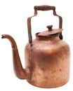 Antique copper kettle isolated on white Royalty Free Stock Photo
