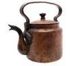 Antique copper kettle isolated on white Royalty Free Stock Photo