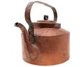 Antique copper kettle isolated on white Royalty Free Stock Photo