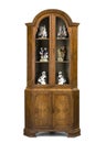 Antique corner cupboard vintage tall walnut Queen Anne design Royalty Free Stock Photo