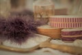 The Antique Cosmetic Boxes And Mirror Still Life In Detail Royalty Free Stock Photo