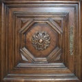 Antique, classic, vintage, centered pattern wooden door panel