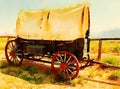 Antique covered wagon in watercolor