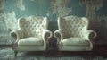 Antique cream colored armchairs in a vintage room Royalty Free Stock Photo