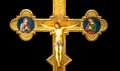 Antique crucifix made of gold - Roman Catholic Church, Jesus Christ Royalty Free Stock Photo