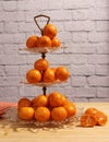 Antique Crystal Dish With Small Oranges. Dessert Display