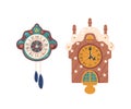 Antique Cuckoo Clocks Crafted With Intricate Woodwork Feature Charming Cuckoo Bird That Announces The Hour
