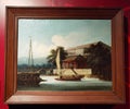 Antique Customs House Whampoa Canton Junk Boats Oil Canvas Painting Mayhing Pearl River Harbor