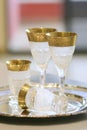 Antique cut crystal glasses Royalty Free Stock Photo