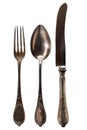 Antique cutlery isolated on white, clipping path included Royalty Free Stock Photo