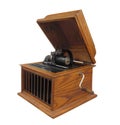 Antique cylinder phonograph isolated.