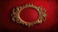 antique damask frame with red and gold color, ai Royalty Free Stock Photo