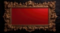 antique damask frame with red and gold color, ai Royalty Free Stock Photo