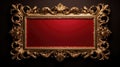 antique damask frame with red and gold color, ai Royalty Free Stock Photo