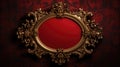 antique damask frame with red and gold color, ai Royalty Free Stock Photo