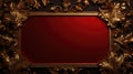 antique damask frame with red and gold color, ai Royalty Free Stock Photo
