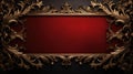 antique damask frame with red and gold color, ai Royalty Free Stock Photo