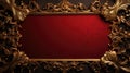 antique damask frame with red and gold color, ai Royalty Free Stock Photo