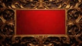 antique damask frame with red and gold color, ai Royalty Free Stock Photo