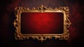 antique damask frame with red and gold color, ai Royalty Free Stock Photo