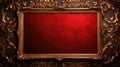 antique damask frame with red and gold color, ai Royalty Free Stock Photo