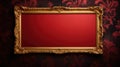 antique damask frame with red and gold color, ai Royalty Free Stock Photo