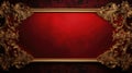 antique damask frame with red and gold color, ai Royalty Free Stock Photo
