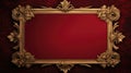 antique damask frame with red and gold color, ai Royalty Free Stock Photo