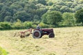 Antique David Brown tractor and threshing machine Royalty Free Stock Photo