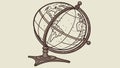 Antique Desk Globe for Geographical Study and Exploration Vector Design Generative AI Royalty Free Stock Photo